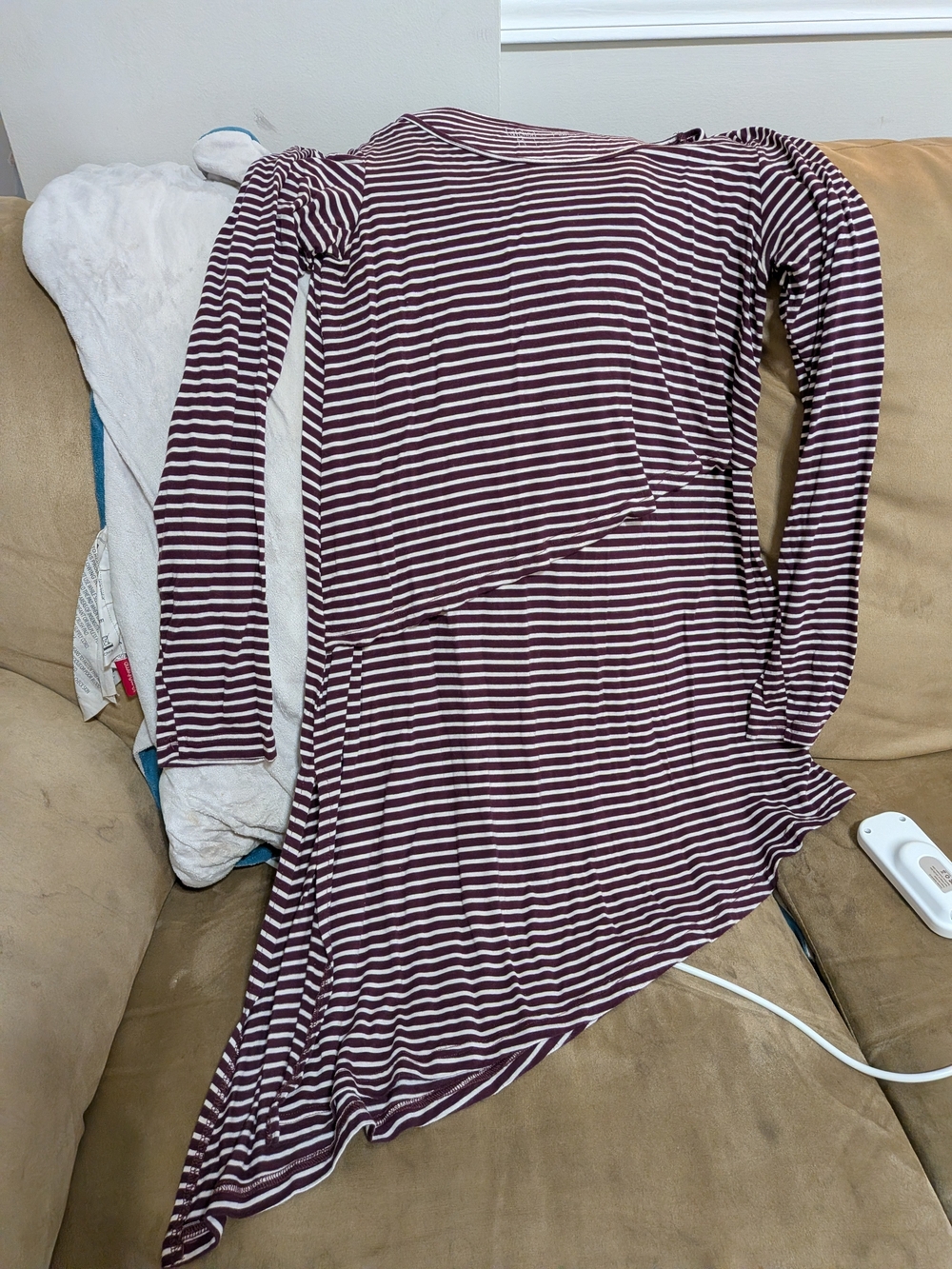Latched Mama Burgundy and White Striped Long Sleeve Tunic